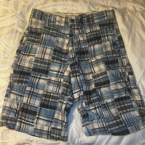 Y2K Vintage American Eagle Shorts Men's 32 Patchwork Long Length Cotton Plaid